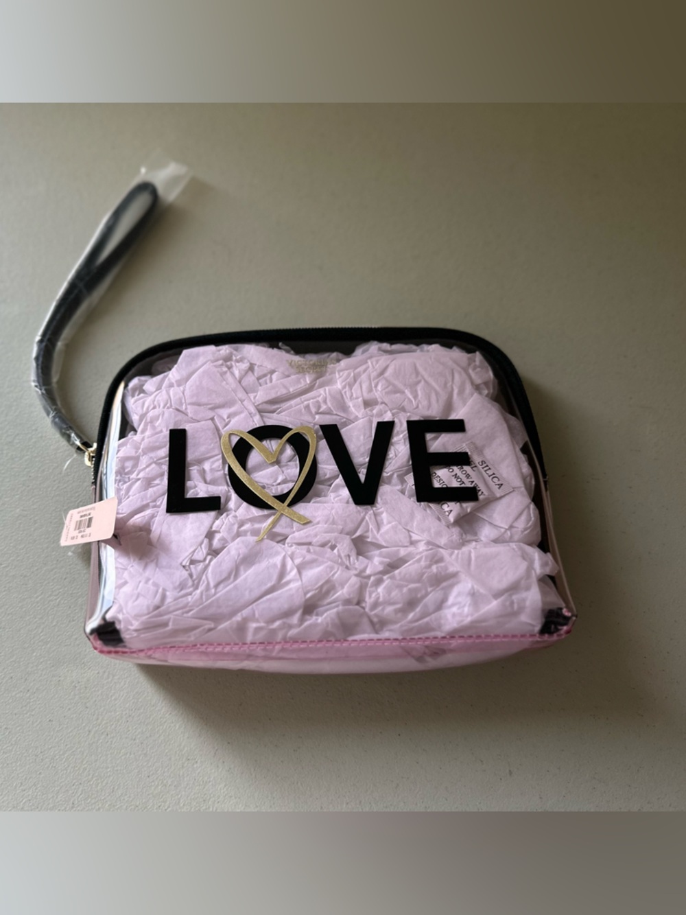 NWT Victoria's Secret LOVE Makeup Cosmetic Bag Clear